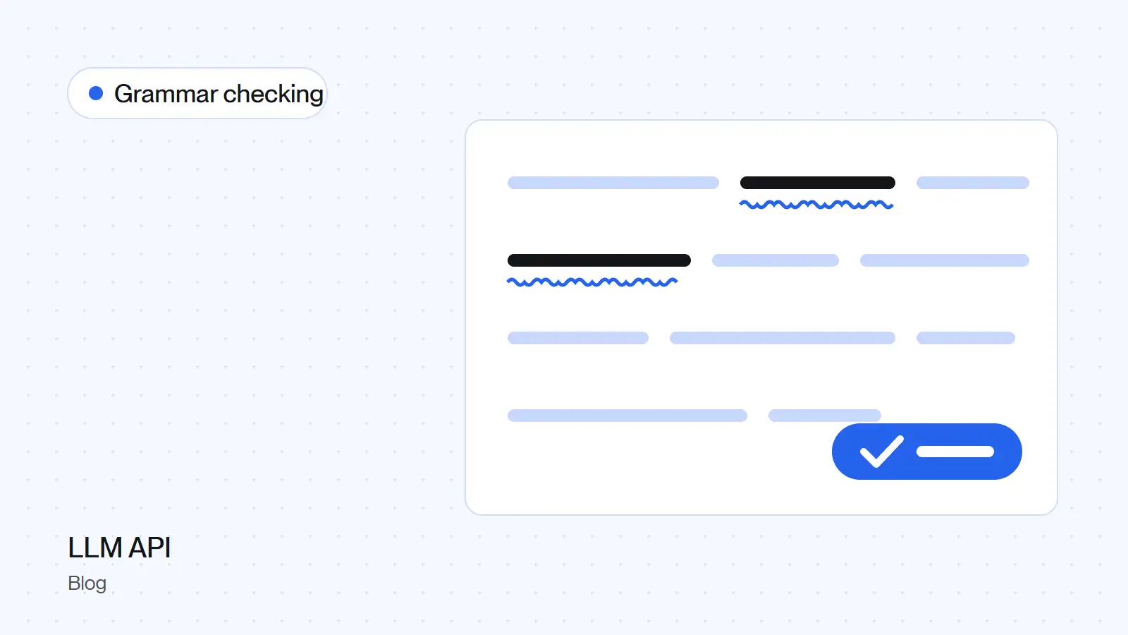 Text with flagged words underlined and a check mark